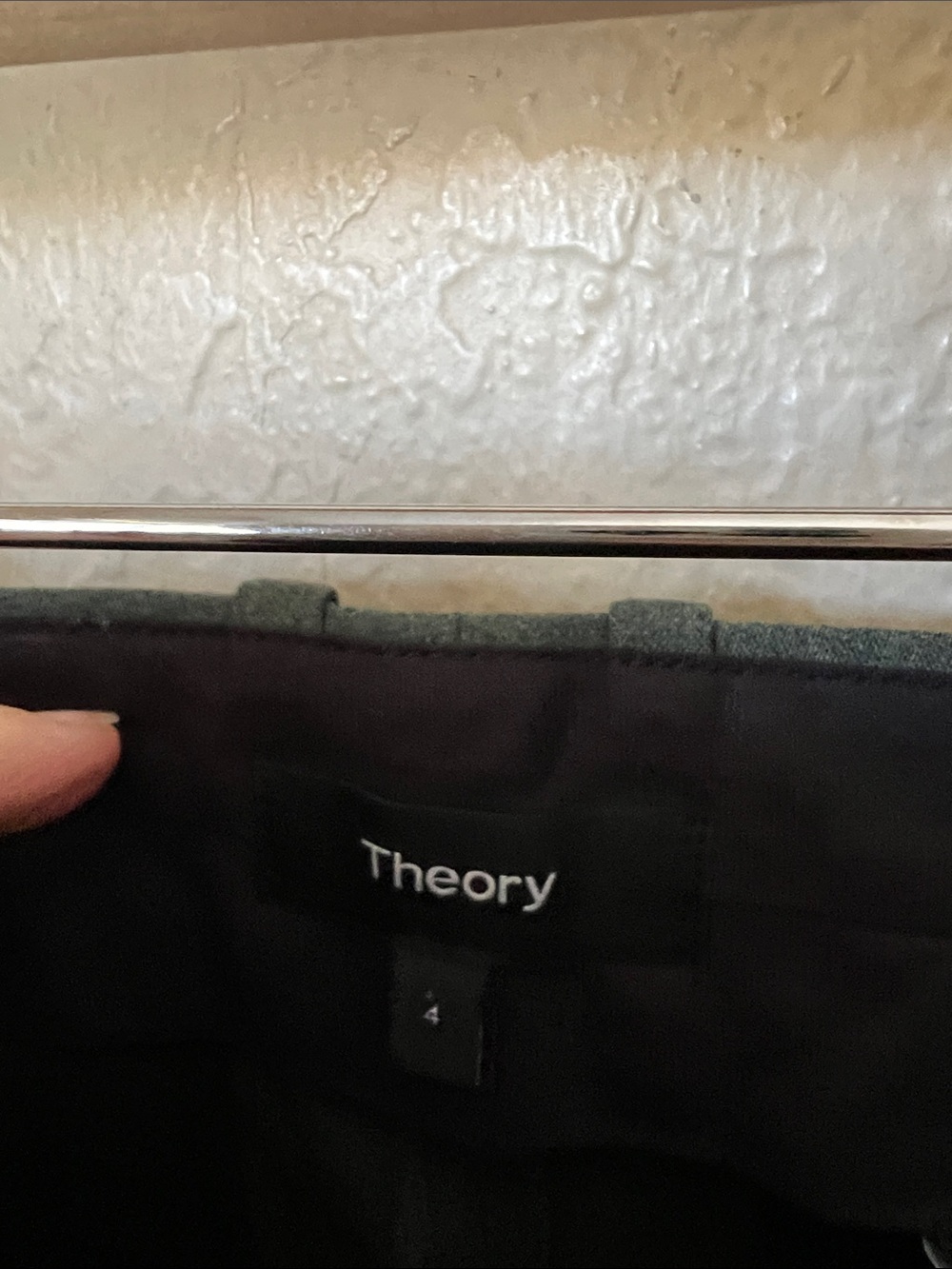 Theory dark green stretch wool slim straight trousers - Picture 5 of 8